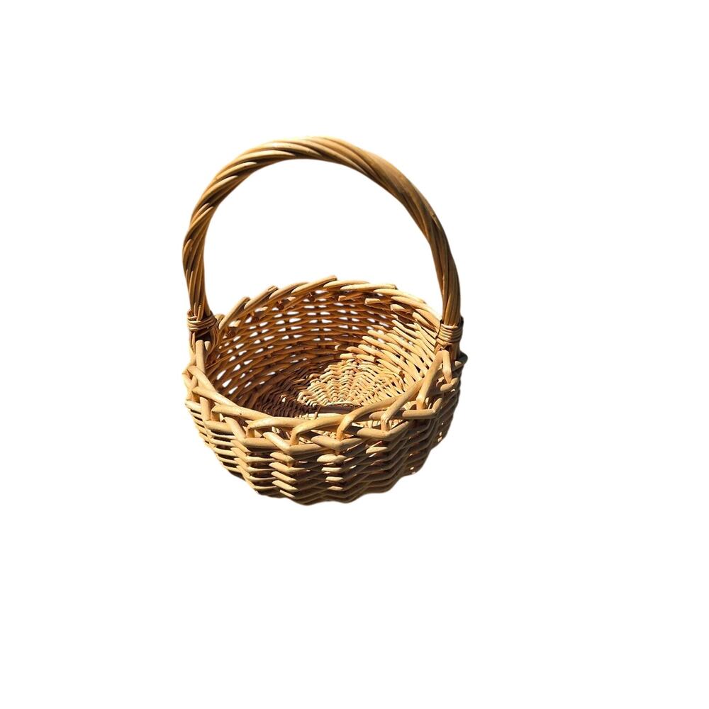 Woven Rattan Handled Basket - Natural Honey Tone
